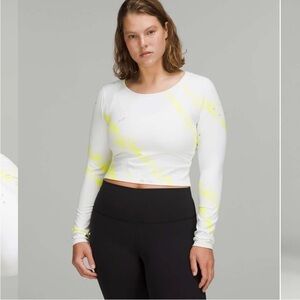 **NWT Lululemon Athletica White and Yellow Long Sleeve Tee